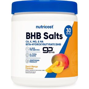 Nutricost BHB Salts Drink Mix (30 Servings, Peach Mango Flavored) (5G BHB Per Serving) - 0G Total Sugars, Vegetarian Product