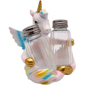Sitting Unicorn Salt and Pepper Set Holder, Whimsical Kitchen & Bar Decor, Shakers Included, 4.25 Inches