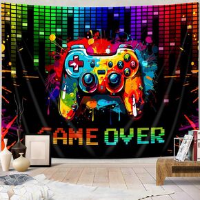 Dtekoj Gaming Tapestry, Funny Black Graffiti Art Neon Gamepad Game Tapestry, Hipster Kids Boys Room Bedroom Dormitory Decorative Tapestry, 60 X 40 IN