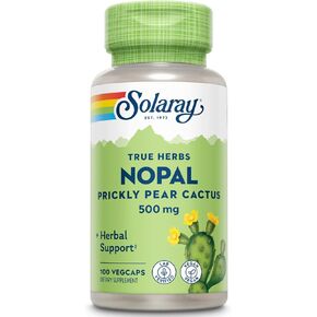 SOLARAY Nopal Prickly Pear Cactus 500 mg, with Naturally Occurring Dietary Fiber, Antioxidants, Carotenoids and Other Nutrients, Vegan, 60 Day Money Back Guarantee, 100 Servings, 100 VegCaps