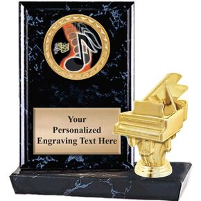 Crown Awards 6"X6" Music Piano Plaque Award, Music Note Trophy with Custom Engraving, Prime