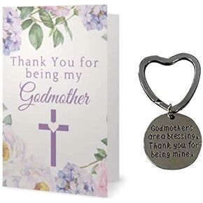 Godmother Keychain & Card Gift, Godmother Key Chain, Godmother Jewelry- Thank You Card, Gift for Godmothers