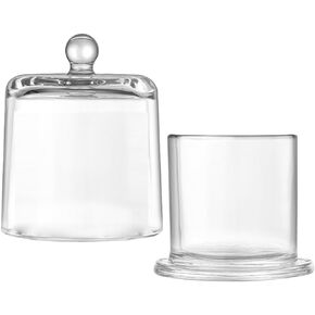 TEHAUX Round Butter Dish with Lid: 210ML Transparent Small Butter Dish - Crystal Glass Butter Keeper with Dome Lid and Handle - Mini Butter Container for Butter, Candy, Dessert