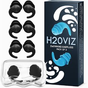 Pro Swim Ear Plugs | Waterproof, Reusable Silicone Earplugs for Swimming, Surfing, Snorkeling & All Water Sports (Green, Blue, Coral, 3 Pairs) in Saudi Arabia