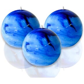 Tie-dye Turquoise Rustic Ball Pillar Candles-3 Inch Unscented Round Candles for Wedding Decoration, Celebrations, Holiday Candles, and Home Decor - Set of 3 Paraffin Sphere Candles