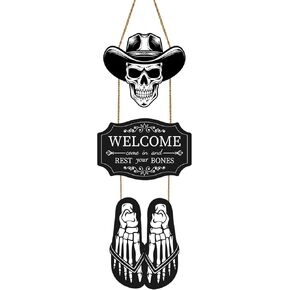 ديكورات باب الهالوين، هيكل عظمي للهالوين، ديكور جداري، علامة باب جمجمة خشبية للهالوين، علامة ترحيب للهالوين، شماعة باب للهالوين، إكليل باب للهالوين لحفلة الشرفة، ديكور منزلي داخلي مخيف للهالوين in Kuwait