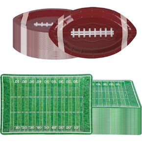 Augisteen 48 PCS Football Party Plates Football Superbowl Paper Plates Disposable Sports Theme Dinner Plates Serve 48 Guests for Super Football Bowl Sports Game Day Birthday Party Decor