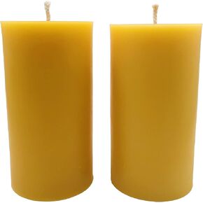 Large Beeswax Pillar Candles - 2 Pack of 100% Pure Beeswax Candles - 3x6 Large Candles, Clean Burning, 80 Hours Each - Smokeless, Dripless, Unscented Candles - Alternative Imagination