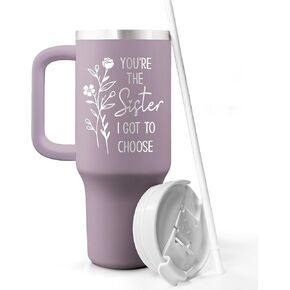 40oz Travel Tumbler Gift For Women - Pandzee Best Friend, Sister, Besties, Soul Sister Gift With Handle & Straw Lid