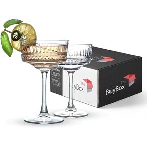 Vintage Coupe Glasses Set of 4, Champagne, Cocktail, Martini, Wine Glasses, Long Stem Glassware, (8.8oz/260ml) (4 Pcs)