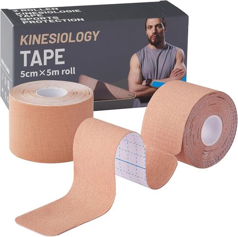 Kinesiology Tape (2 Rolls) - Waterproof, Breathable, Hypoallergenic - Ideal for Muscle Support and Injury Recovery, 2 Inches x 16 Feet, Black in Saudi Arabia