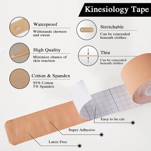 Kinesiology Tape (2 Rolls) - Waterproof, Breathable, Hypoallergenic - Ideal for Muscle Support and Injury Recovery, 2 Inches x 16 Feet, Black in Saudi Arabia