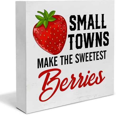 Farmhouse Country Cherry Wood Box Sign Art Desk Decor 5"x5" Life Is Just a Bowl of Cherries Wood Block Sign Decor for Home Kitchen Tabletop Shelf Wall in Saudi Arabia