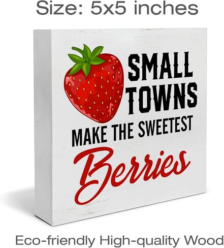 Farmhouse Country Cherry Wood Box Sign Art Desk Decor 5"x5" Life Is Just a Bowl of Cherries Wood Block Sign Decor for Home Kitchen Tabletop Shelf Wall in Saudi Arabia