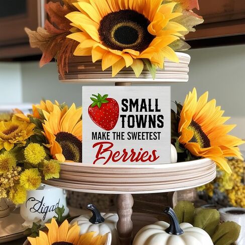 Farmhouse Country Cherry Wood Box Sign Art Desk Decor 5"x5" Life Is Just a Bowl of Cherries Wood Block Sign Decor for Home Kitchen Tabletop Shelf Wall in Saudi Arabia