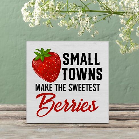 Farmhouse Country Cherry Wood Box Sign Art Desk Decor 5"x5" Life Is Just a Bowl of Cherries Wood Block Sign Decor for Home Kitchen Tabletop Shelf Wall in Saudi Arabia