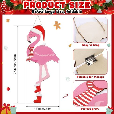 27.5 بوصة عيد الميلاد فلامنغو ترحيب علامة الديكور شنقا فلامنغو الخشب علامة الباب الأمامي ديكور عيد الميلاد فلامنغو ديكور الوردي فلامنغو علامة معلقة لعيد الميلاد ديكور المنزل الحمام عطلة in Kuwait