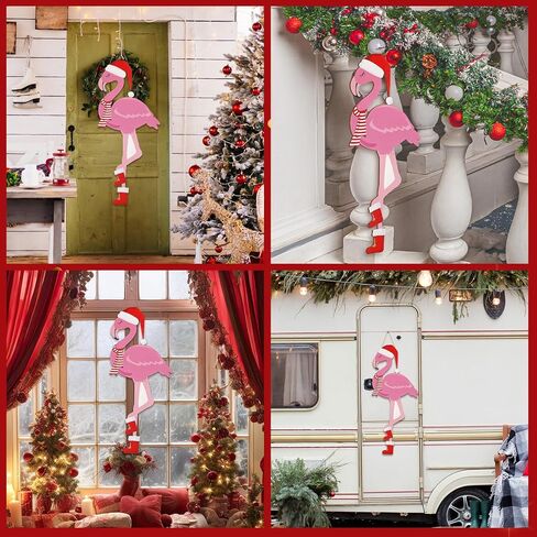 27.5 بوصة عيد الميلاد فلامنغو ترحيب علامة الديكور شنقا فلامنغو الخشب علامة الباب الأمامي ديكور عيد الميلاد فلامنغو ديكور الوردي فلامنغو علامة معلقة لعيد الميلاد ديكور المنزل الحمام عطلة in Kuwait