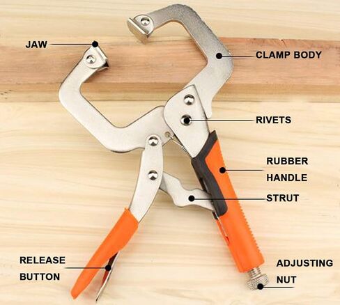 C-Clamp Face Clamp Metal Pocket Hole Clamp Locking Pliers with Swivel Pads, 6 Inch Heavy Duty Set Wood Tools for Woodworking, Aligning, Welding in Kuwait