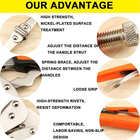C-Clamp Face Clamp Metal Pocket Hole Clamp Locking Pliers with Swivel Pads, 6 Inch Heavy Duty Set Wood Tools for Woodworking, Aligning, Welding in Kuwait