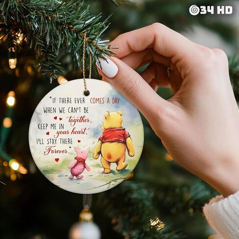 34HD Gifts for Christmas, Bear Cartoon Christmas Ornament Ceramic 2-Side Printed, Bear Movie Hanging Ornament, Christmas Tree Decorations, Movie Gifts for Movie Lovers in Kuwait