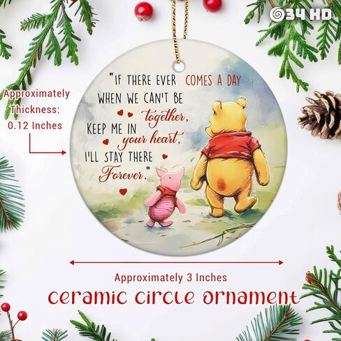 34HD Gifts for Christmas, Bear Cartoon Christmas Ornament Ceramic 2-Side Printed, Bear Movie Hanging Ornament, Christmas Tree Decorations, Movie Gifts for Movie Lovers in Kuwait