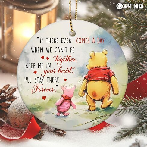 34HD Gifts for Christmas, Bear Cartoon Christmas Ornament Ceramic 2-Side Printed, Bear Movie Hanging Ornament, Christmas Tree Decorations, Movie Gifts for Movie Lovers in Kuwait