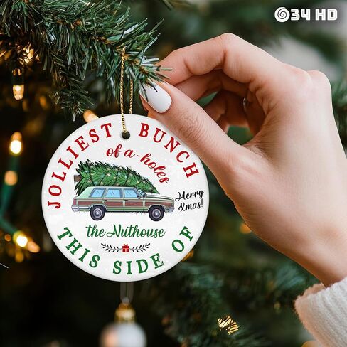 34HD Gifts for Christmas, Bear Cartoon Christmas Ornament Ceramic 2-Side Printed, Bear Movie Hanging Ornament, Christmas Tree Decorations, Movie Gifts for Movie Lovers in Kuwait