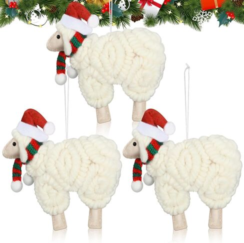 Jenaai 3 Pieces Felt Sheep Christmas Ornaments Sheep Decorative Hanging Ornaments Farm Wooly Lamb Christmas Tree Ornaments Xmas Pendant Curly Sheep Decor for Holiday Figurines Gifts (Classic) in Saudi Arabia