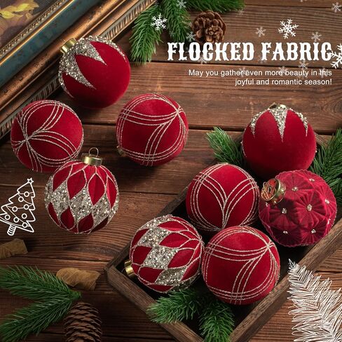 12 قطعة من زخارف كرات عيد الميلاد المخملية - 80 مم/ 3.15 بوصة من زخارف عيد الميلاد الخضراء المتجمعة، زينة كروية بلاستيكية مقاومة للكسر لشجرة عيد الميلاد، والعطلات، والزفاف، والحفلات in Kuwait