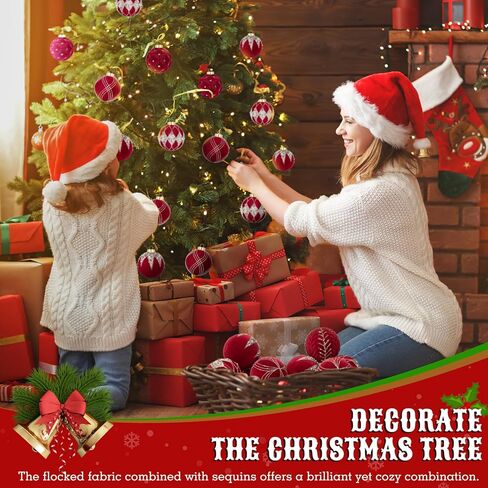 12 قطعة من زخارف كرات عيد الميلاد المخملية - 80 مم/ 3.15 بوصة من زخارف عيد الميلاد الخضراء المتجمعة، زينة كروية بلاستيكية مقاومة للكسر لشجرة عيد الميلاد، والعطلات، والزفاف، والحفلات in Kuwait