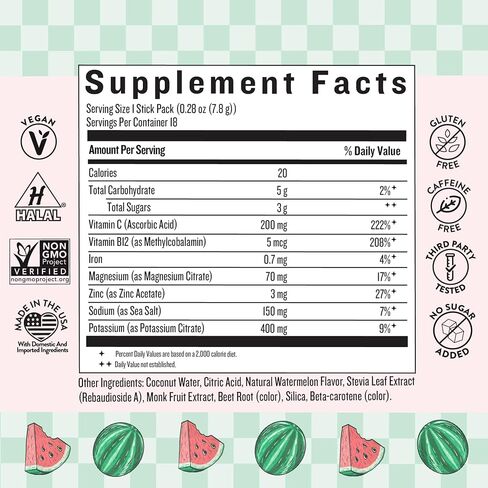 Legendairy Milk She’s Thirsty Hydration Packets | Cortisol Supplement for Stress Relief & Adrenal Support | Coconut Water Electrolytes Powder, Watermelon, No Sugar Added 18 ct in Saudi Arabia