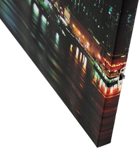 لوحة فنية جدارية من القماش الكتاني بإضاءة LED لمدينة نيويورك من Northlight، مقاس 15.75 بوصة × 39.25 بوصة، باللون الأزرق in Kuwait