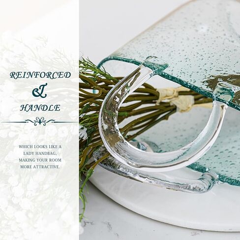 Glass Vase for Flowers Unique Flower Vase with Bubble Fish Bowl Vase Handmade Handbag Clear Glass Vase for Fish Bowl Home Wedding Decor (Blue) in Saudi Arabia