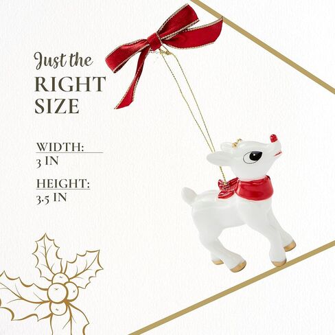 Spode Christmas Tree الطفل الأول لعيد الميلاد Rudolph The Reindeer 2024 الزخرفة السنوية - حلية مبتكرة للديكور الموسمي - زخرفة مثالية للتذكار للعطلات in Kuwait