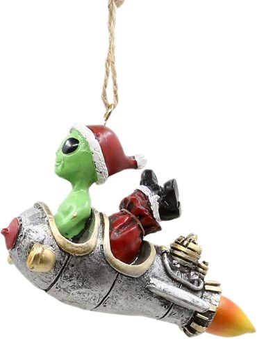 Bella Haus Christmas Shoppe Andre’ & Fritz Rocket Christmas Tree Ornament | Alien and Gnome Friendship Blast Off Together | Funny Resin Holiday Décor for Sci-Fi Lovers and Space Fans in Saudi Arabia