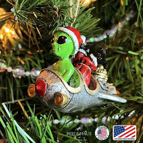 Bella Haus Christmas Shoppe Andre’ & Fritz Rocket Christmas Tree Ornament | Alien and Gnome Friendship Blast Off Together | Funny Resin Holiday Décor for Sci-Fi Lovers and Space Fans in Saudi Arabia