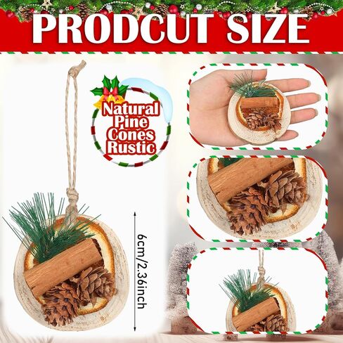 12 Pcs Christmas Tree Decorations Natural Pine Cones Rustic Ornaments Bulk Dried Orange Slices Cinnamon Sticks for Christmas Tree Home Decorations Wedding Decor (Regular Style) in Saudi Arabia