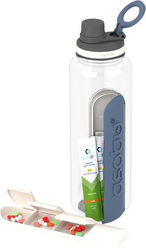 asobu Electrolyte Large Sports Water Bottle with Interchangeable Packet and Pill Storage Compartments Durable Tritan 40oz (Black) in Saudi Arabia