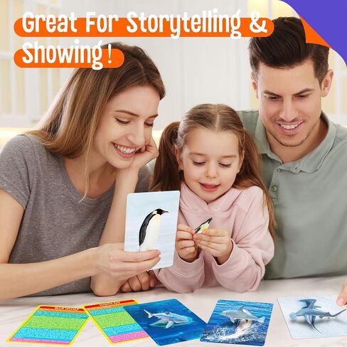 15 PCS Safari Animal Figurines with 15 Introducing Flashcards, Realistic Zoo Animal Figures Montessori Toys Science Educational Matching Game for Homeschool Preschool Toddler Kids in Saudi Arabia