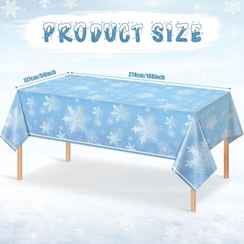 3 Pack Winter Snowflake Plastic Tablecloth Decorations, Light Blue Snowflake Winter Wonderland Disposable Table Cover for Christmas Winter Holiday New Year Party Supplies Decorations, 54 x 108 Inch in Saudi Arabia