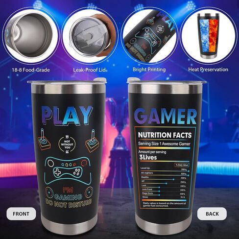 Gamer Gifts, 8PCS Cool Gaming Gift Bulk Set Includes Tumbler Straw Beanie Socks Key Chain Thanks Card Gift Box, Christmas Gifts for Teen Teenage Boys Men Idea in Saudi Arabia