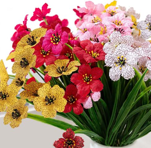 WEISPARK الزهور الاصطناعية للخارج، 20 حزمة من النباتات البلاستيكية الصناعية الملونة المقاومة للأشعة فوق البنفسجية الأوكالبتوس زهور الحرير المزيفة بوسطن سرخس الخضرة لممر الزفاف خارج المنزل الداخلي ديكور الفناء in Kuwait