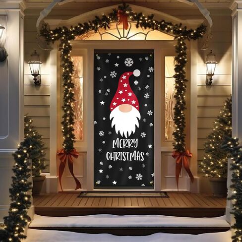 Pink Merry Christmas Door Cover for Front Door Decorations, Christmas Tree Xmas Door Covers Banners Backdrop for Front Door Porch Farmhouse Home Indoor Outdoor Decoration, 35 * 79 Inch in Saudi Arabia