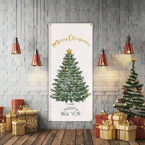 Pink Merry Christmas Door Cover for Front Door Decorations, Christmas Tree Xmas Door Covers Banners Backdrop for Front Door Porch Farmhouse Home Indoor Outdoor Decoration, 35 * 79 Inch in Saudi Arabia