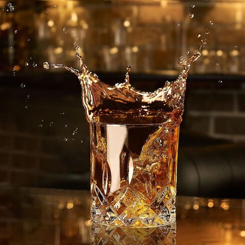 مجموعة أكواب ويسكي مكونة من 4 قطع، أكواب صخور، أكواب قديمة الطراز سعة 10 أونصة لشرب سكوتش بوربون ويسكي وكوكتيل الكونياك والفودكا جين تيكيلا روم وخمور الجاودار هدية للرجال والنساء في بار المنزل in Saudi Arabia