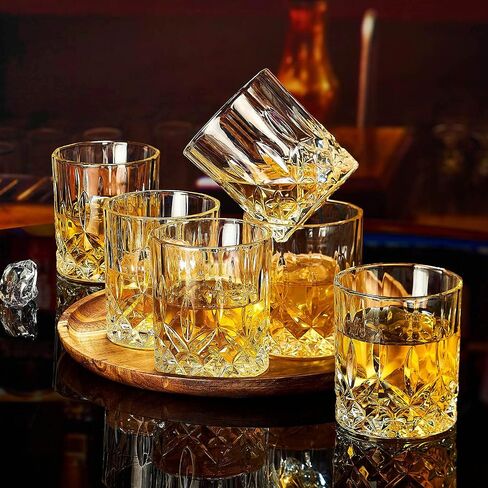 Whiskey Glasses Set of 4, Rocks Glasses, 10 oz Old Fashioned Tumblers for Drinking Scotch Bourbon Whisky Cocktail Cognac Vodka Gin Tequila Rum Liquor Rye Gift for Men Women at Home Bar in Saudi Arabia