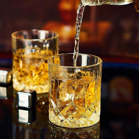 Whiskey Glasses Set of 4, Rocks Glasses, 10 oz Old Fashioned Tumblers for Drinking Scotch Bourbon Whisky Cocktail Cognac Vodka Gin Tequila Rum Liquor Rye Gift for Men Women at Home Bar in Saudi Arabia