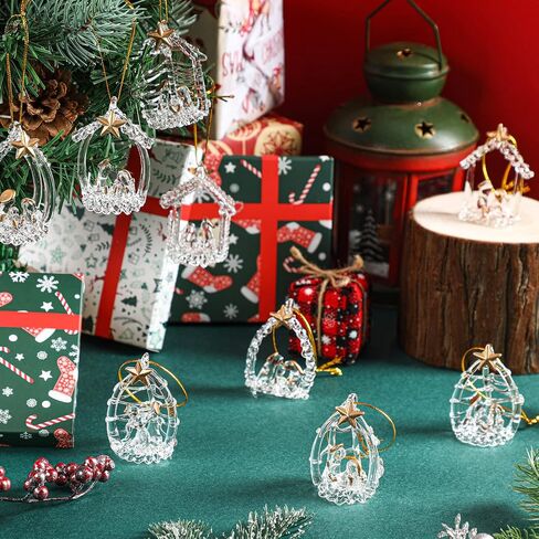 Religious Christmas Ornaments Nativity Scene Christmas Tree Ornament Christian Spun Glass Ornament Decorative Hanging Birth of Jesus Christmas Decorations for Xmas Party Family (Classic,12 Pcs) in Saudi Arabia
