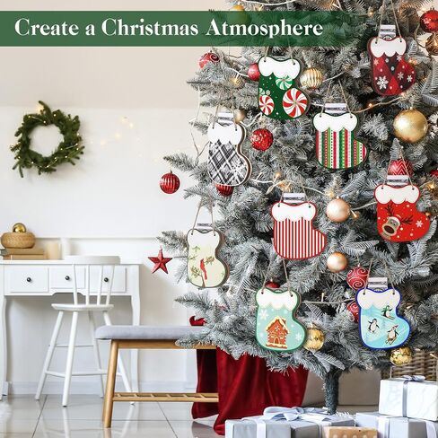 Namalu 9 Pcs Wooden Christmas Money Holder Ornaments DIY Christmas Money Gift Hanging Money Holder for Cash Gift Socks Design Money Tree Gift Holder for Holiday Party Tree Ornaments Home Decor in Saudi Arabia